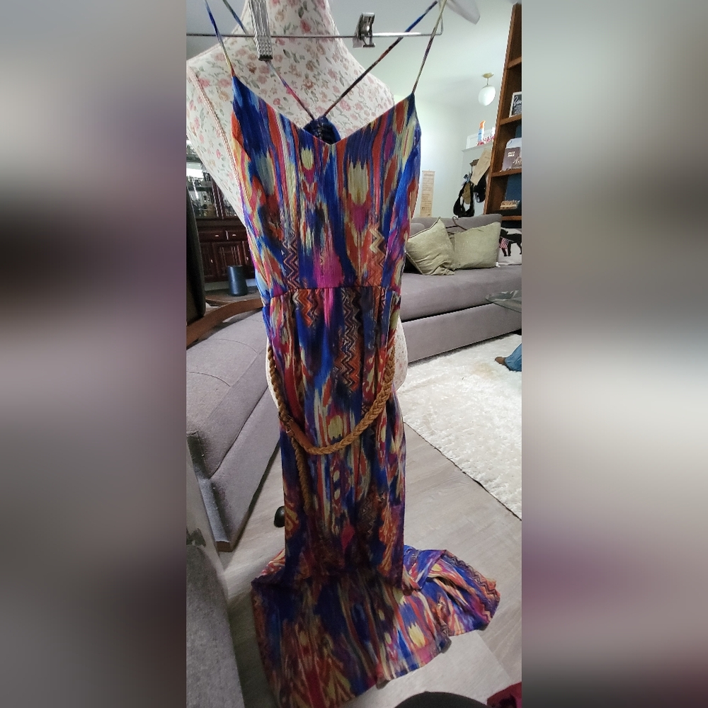 NWT Stoosh Vibrant Patterned Maxi Dress Size Small
